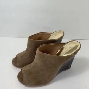 Coach Tan Wedge Mules